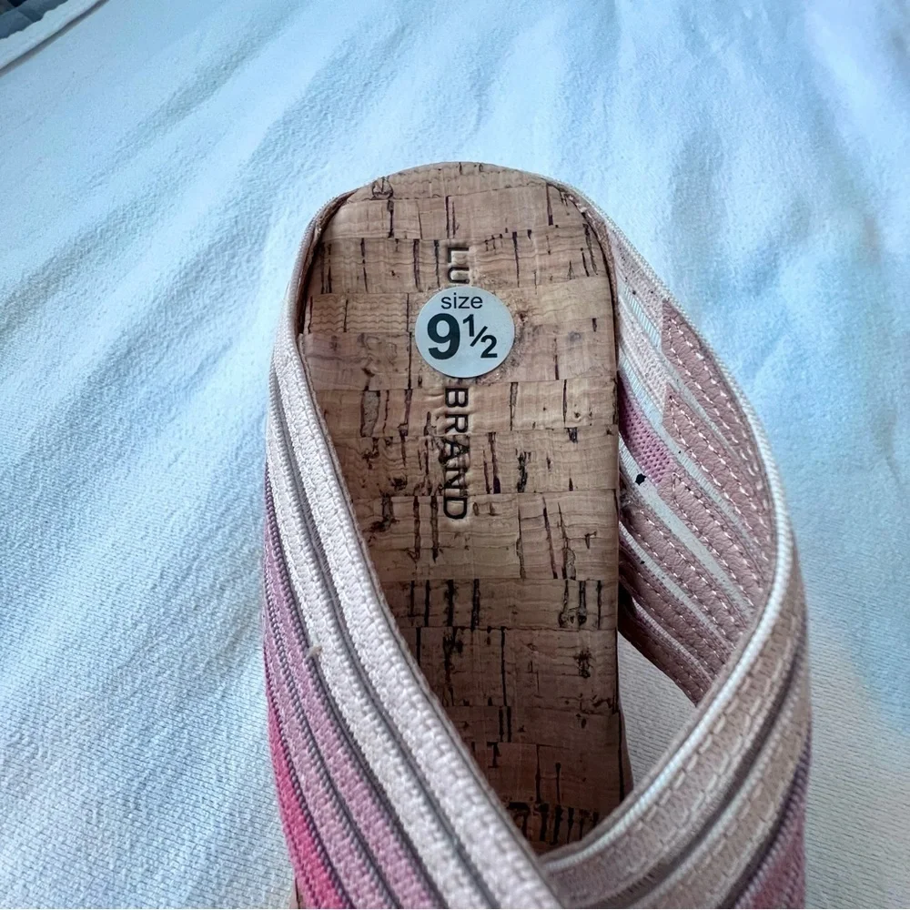 Lucky Brand Mykayla Cork Wedge Open Toe Sandals‎ Multicolor Women’s Size 9.5